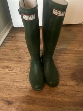 Hunter Green Tall Rubber Rain Boots UK Made